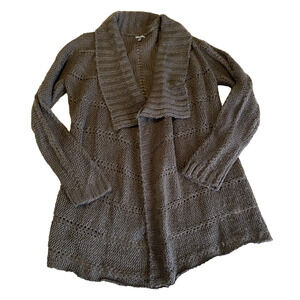 Vtg Charlotte Russe Womens Boho Cardigan Size Large Open Front Grey Cottage Core
